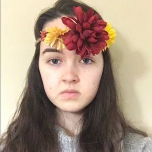 Flower crown/headband- red yellow and orange